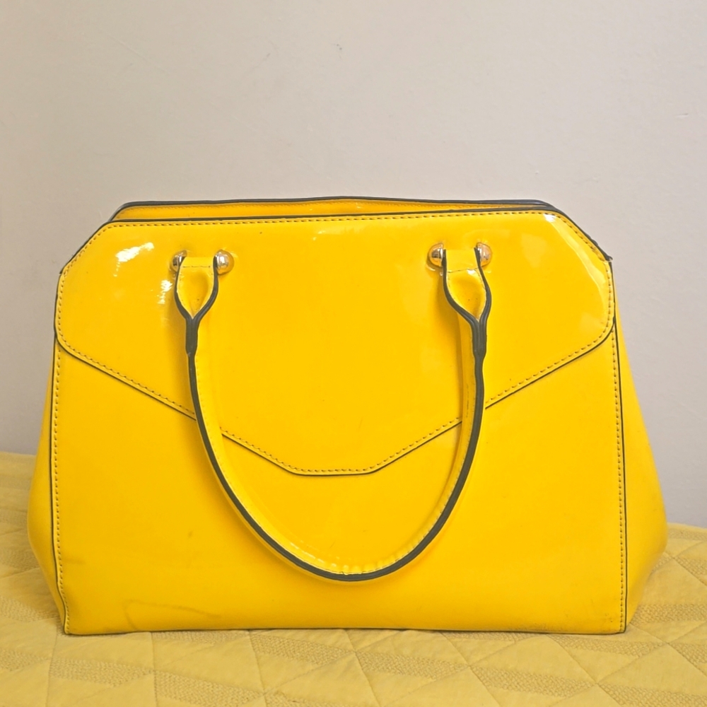 Yellow Medium Hard Case Purse with adjustable Strap